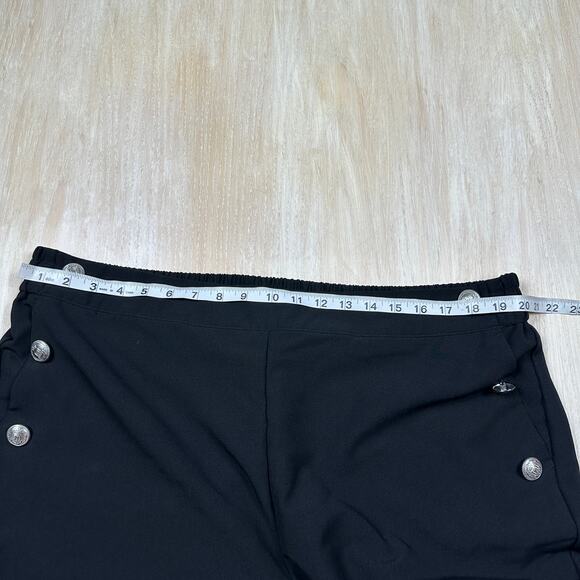 Eloquii Black Straight Leg Nautical Silver Button Detail Work Pull On Pants 20 - Picture 5 of 14